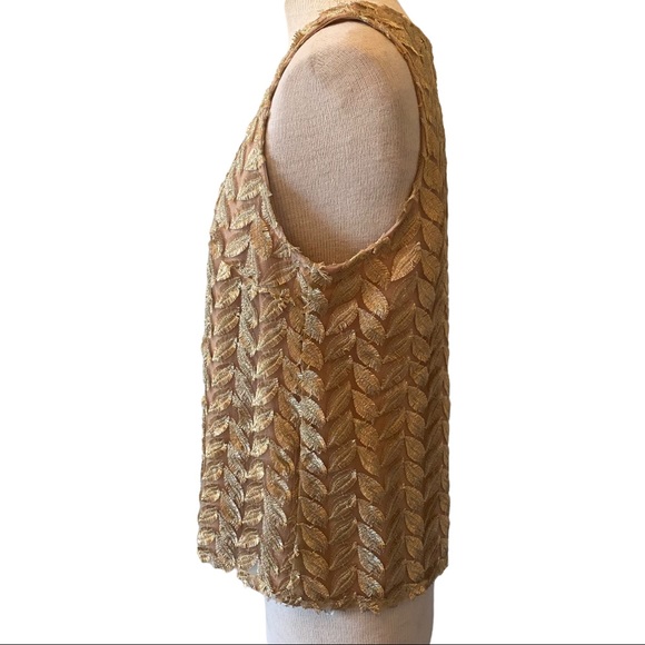 Anthropologie Sunday in Brooklyn Gold Leaf Top - Picture 4 of 10